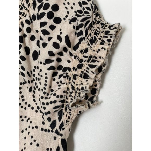 Saint Tropez West 100% Linen Floral Blouse Top Size Small Y2k Neutral G42 - Picture 4 of 11